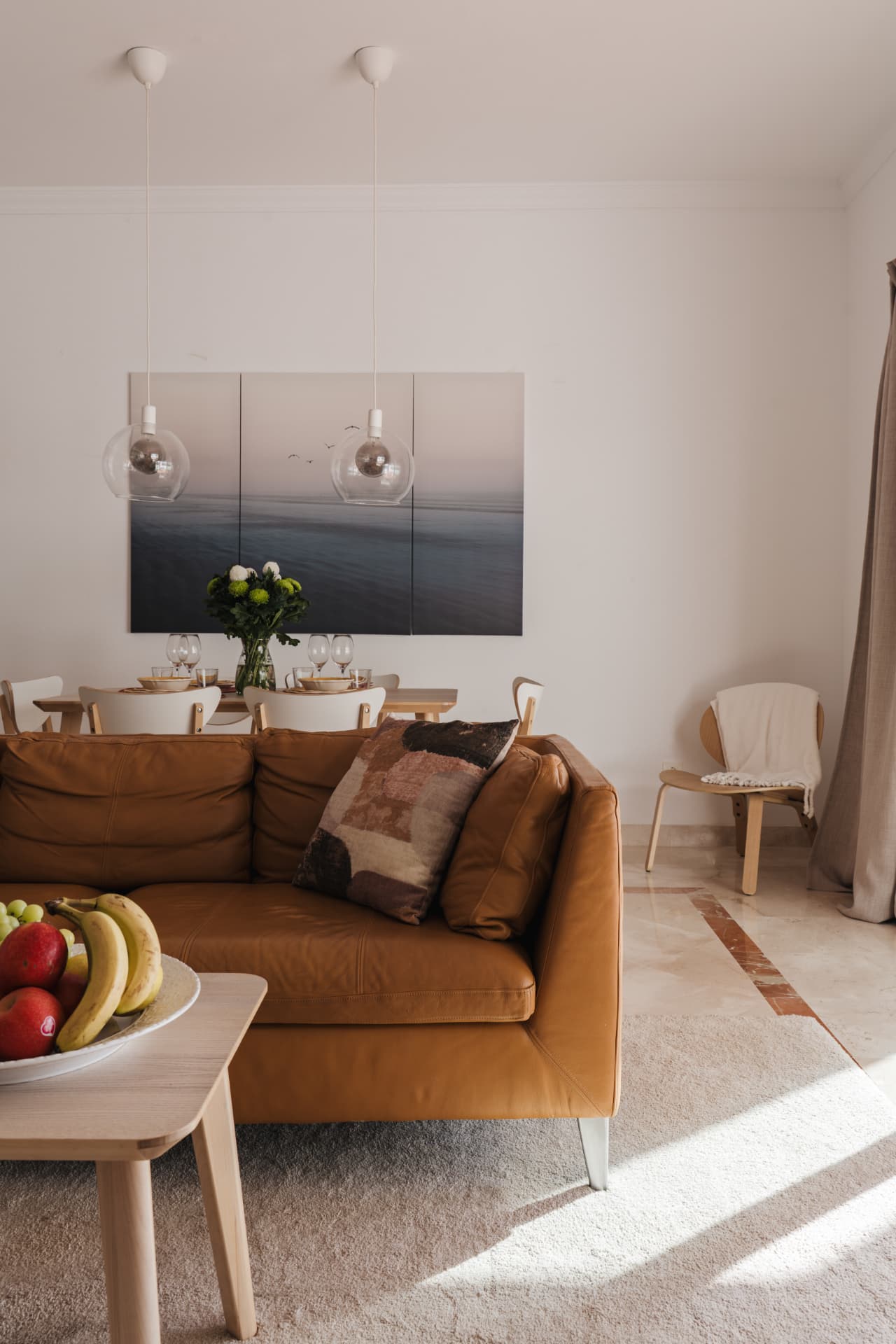 Living room with leather sofa