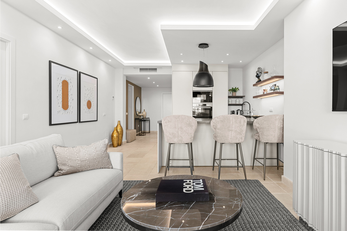 Living room and open kitchen